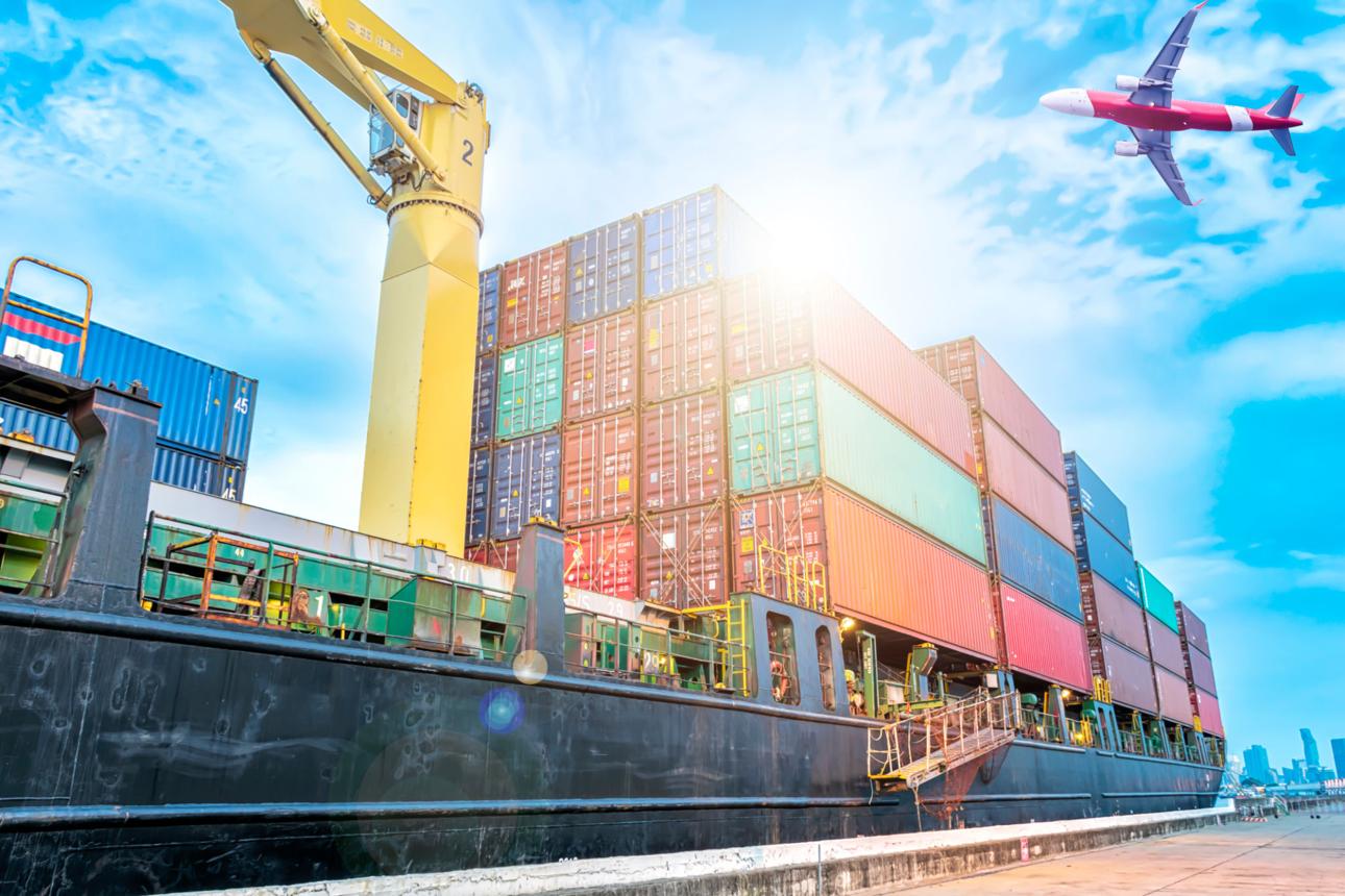 Container ship and port logistics for export